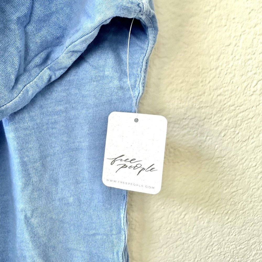 NEW Free People Mock Neck T shirt Size XS Blue Women's - Picture 5 of 9